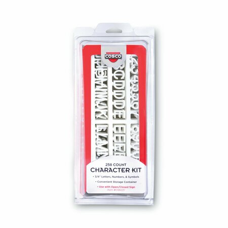 COSCO Character Kit, Letters, Numbers, Symbols, White, Helvetica, 258 Pieces 098233